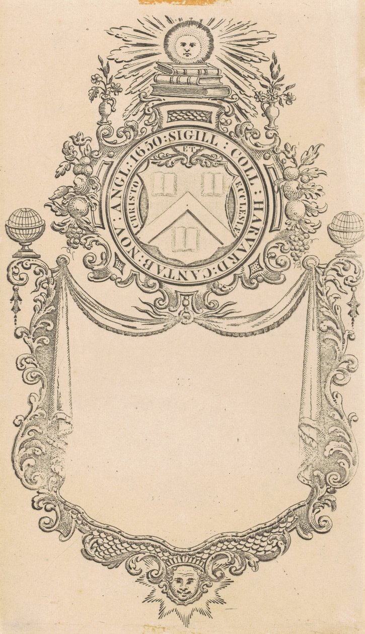 Mesih ve Kilise Mührü ile Harvard College Bookplate by Nathaniel Hurd
