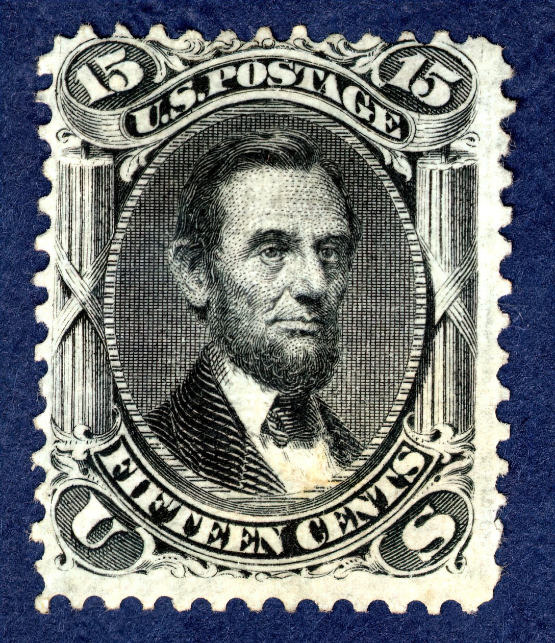 15c Abraham Lincoln F Grill single, 1867. by National Bank Note Company