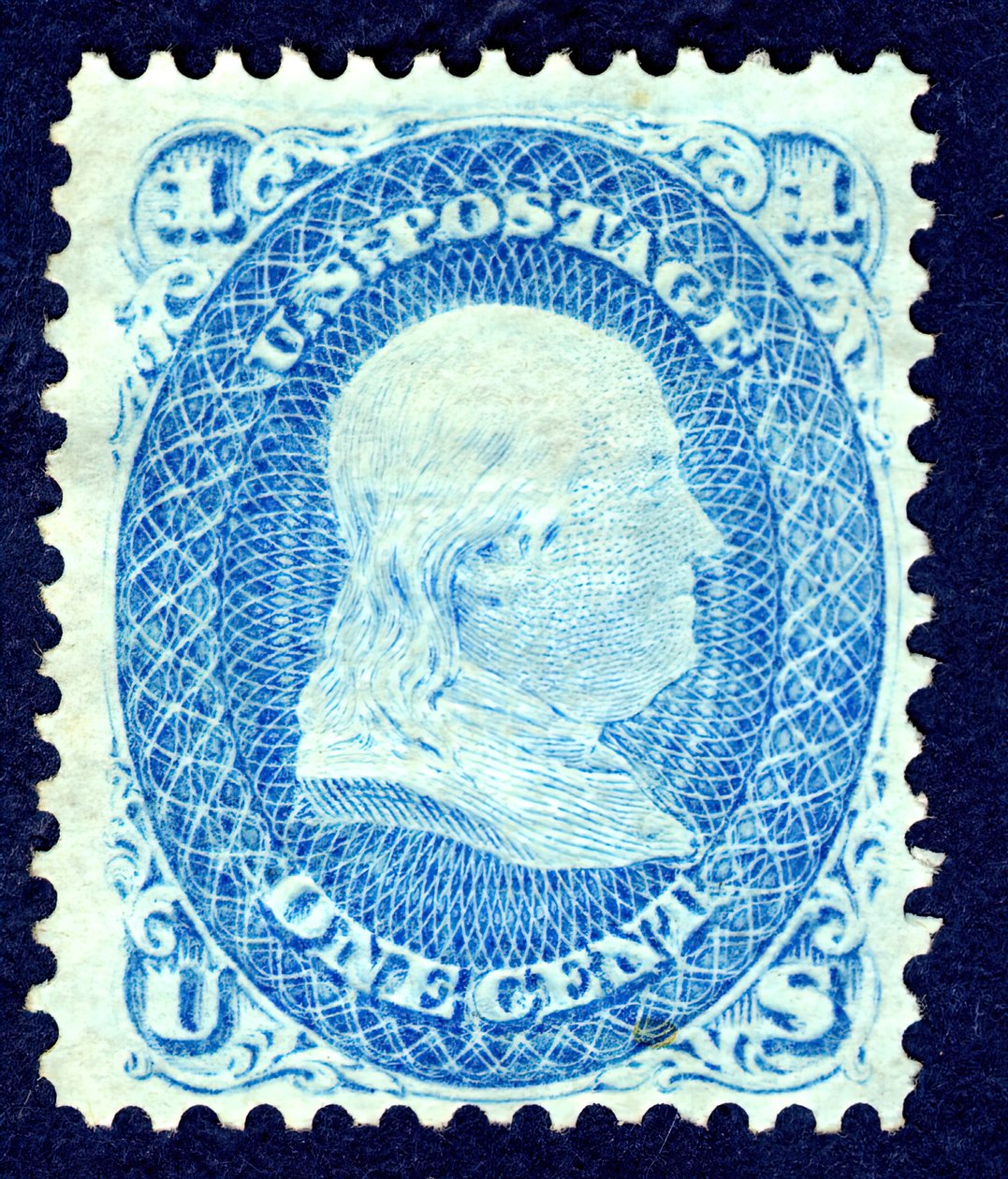 1c Franklin F Grill single, 1867. by National Bank Note Company