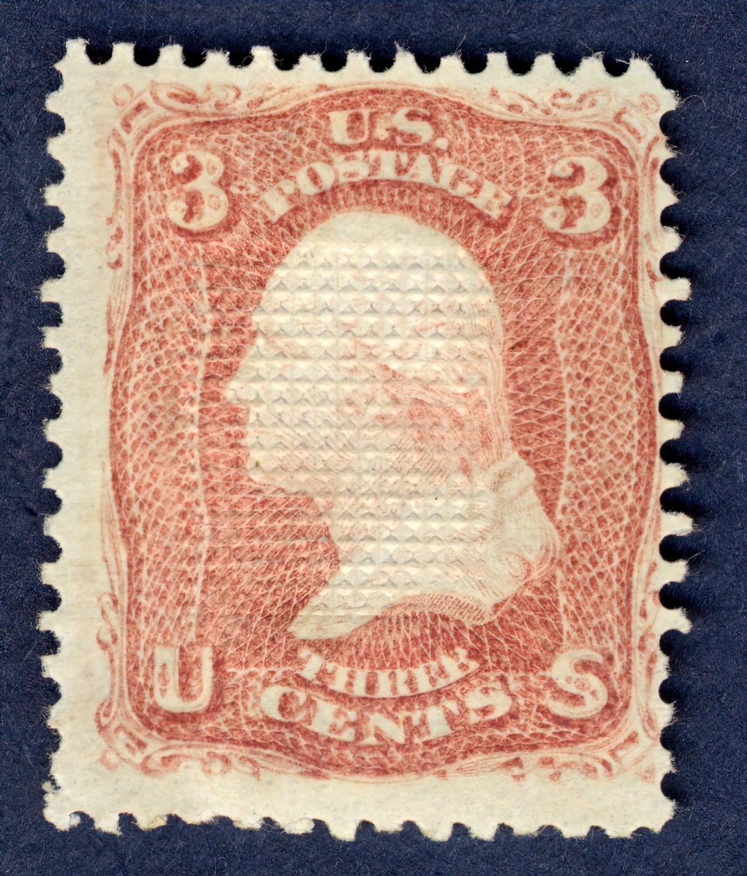 3c Washington E Grill single, 1868. by National Bank Note Company