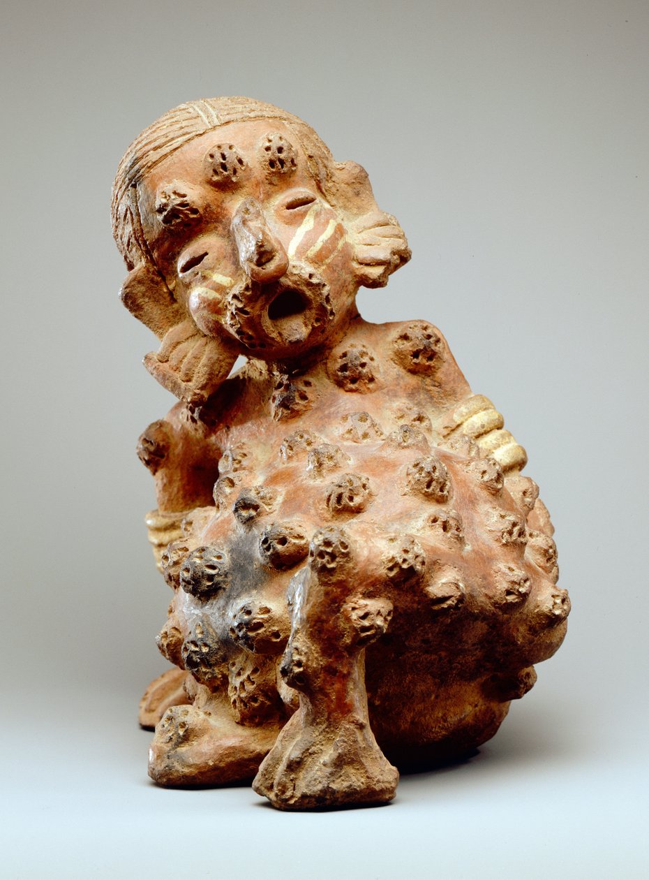 Yaralı erkek figürü (toprak kap) by Nayarit
