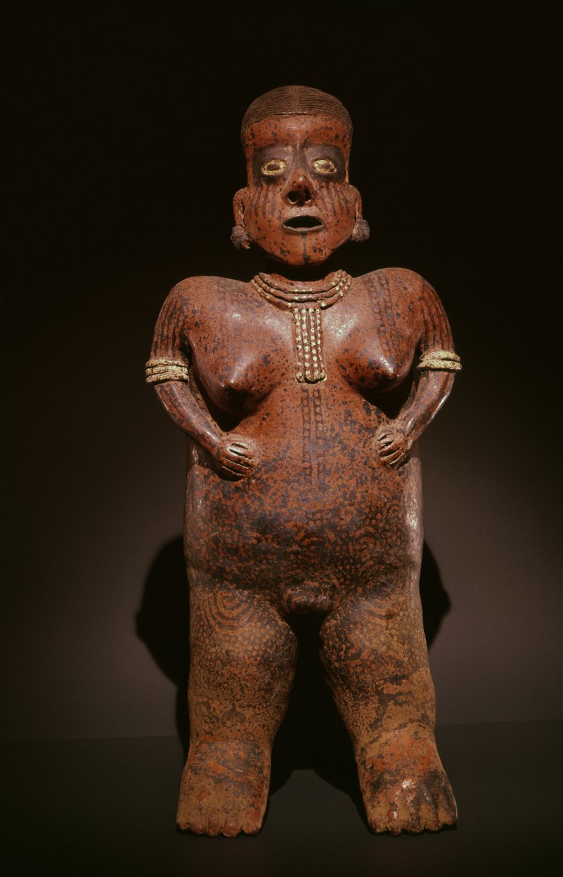 Özenle boyanmış bir kadını temsil eden heykelcik (çömlek) by Nayarit