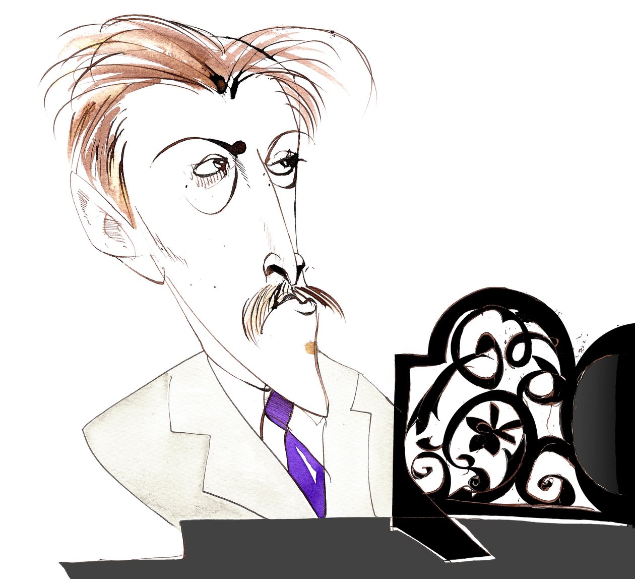 Arthur Bliss - İngiliz besteci ve orkestra şefi (1891-1975); karikatür by Neale Osborne