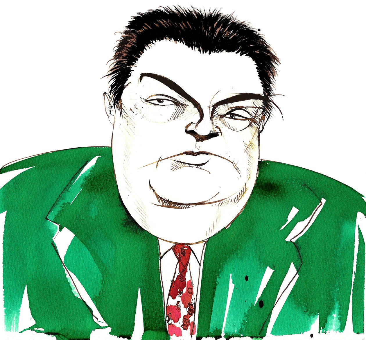Darius Milhaud (1892 - 1974) Fransız besteci, öğretmen ve Les Six üyesi, karikatür by Neale Osborne