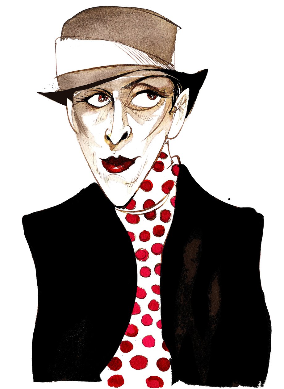 Djuna Barnes, etkili Modernist Amerikalı yazar ve sanatçı; karikatürDB: 12 Haziran 1892 - 18 Haziran 1982 by Neale Osborne
