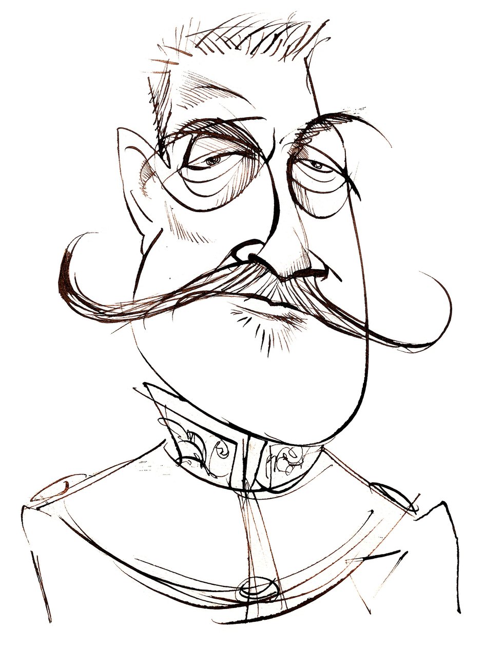 Ferdinand Foch -Fransız Marshall (1851-1929); karikatür by Neale Osborne