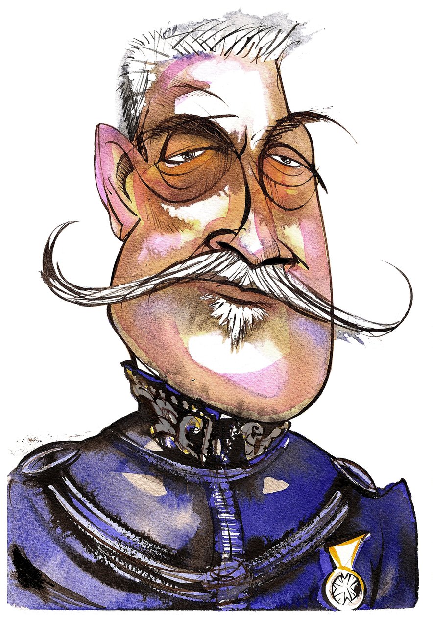Ferdinand Foch-Fransız Marshall (1851-1929); renkli karikatür by Neale Osborne