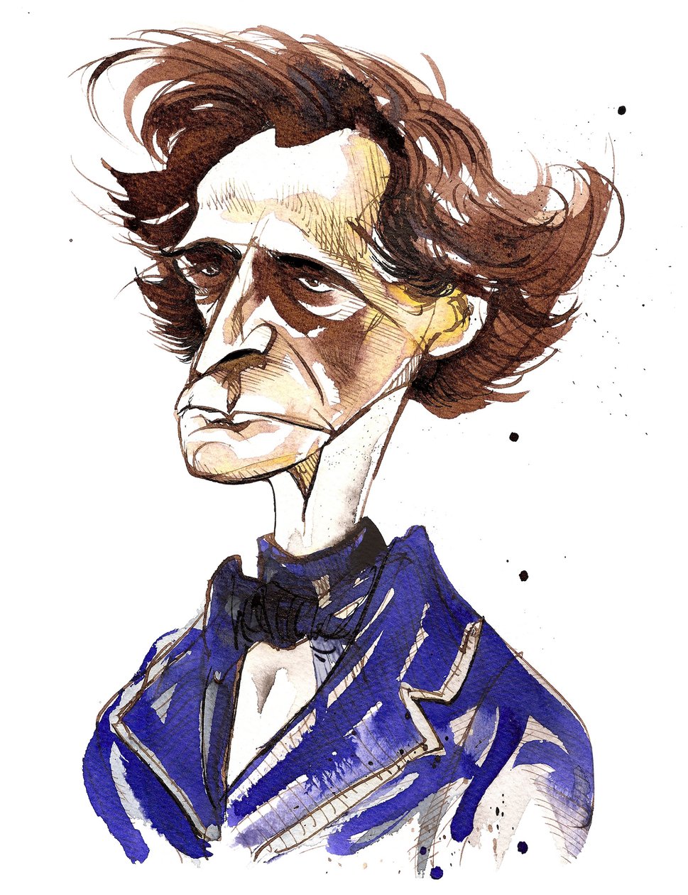 Hector Berlioz (Fransız besteci, 1803-69) renkli karikatür by Neale Osborne