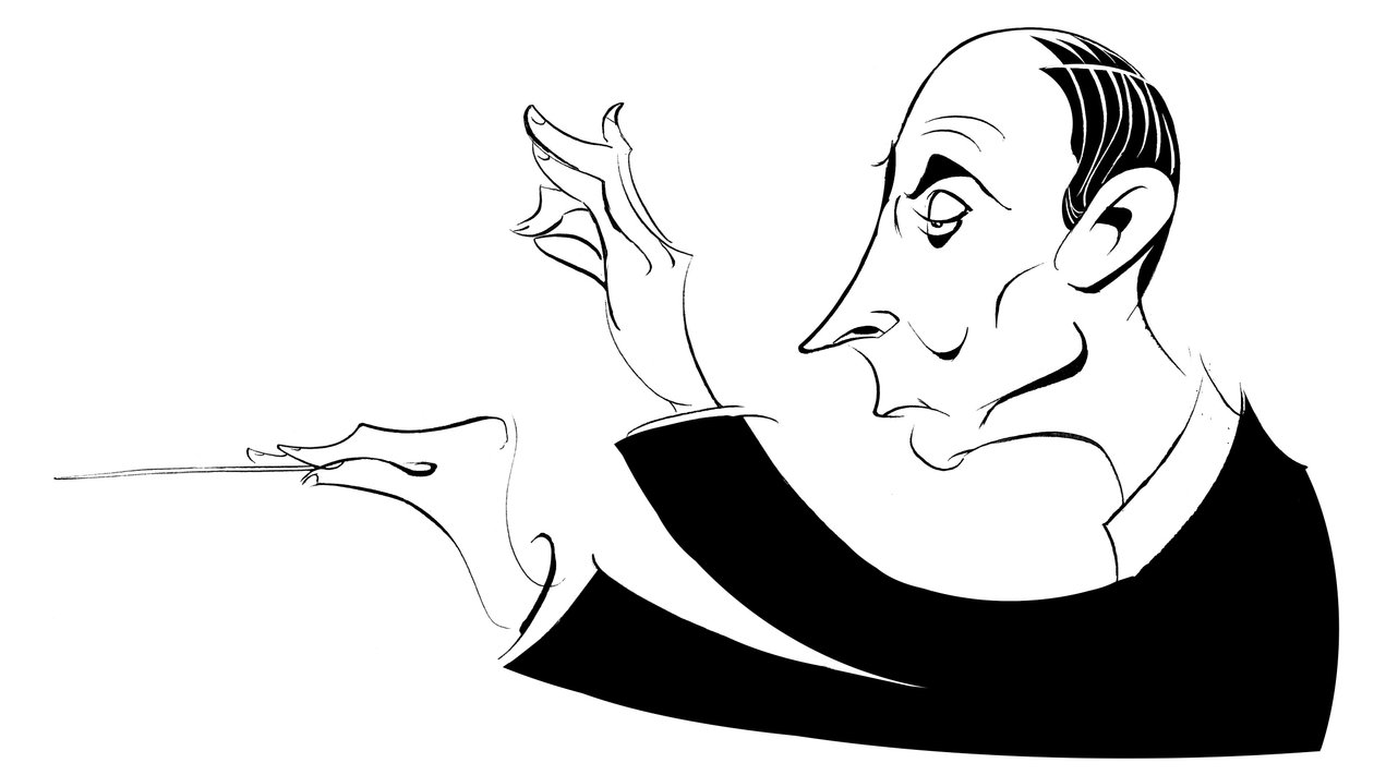 Igor Markevitch - siyah beyaz karikatür by Neale Osborne