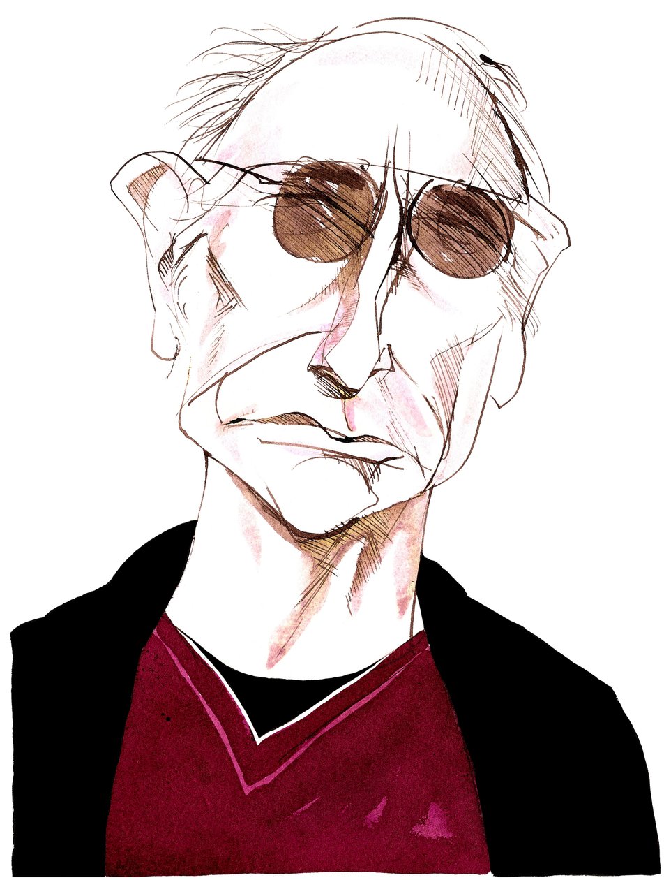 Larry David - 1947 doğumlu Amerikalı komedi yazarı, oyuncu ve yapımcının karikatürü by Neale Osborne