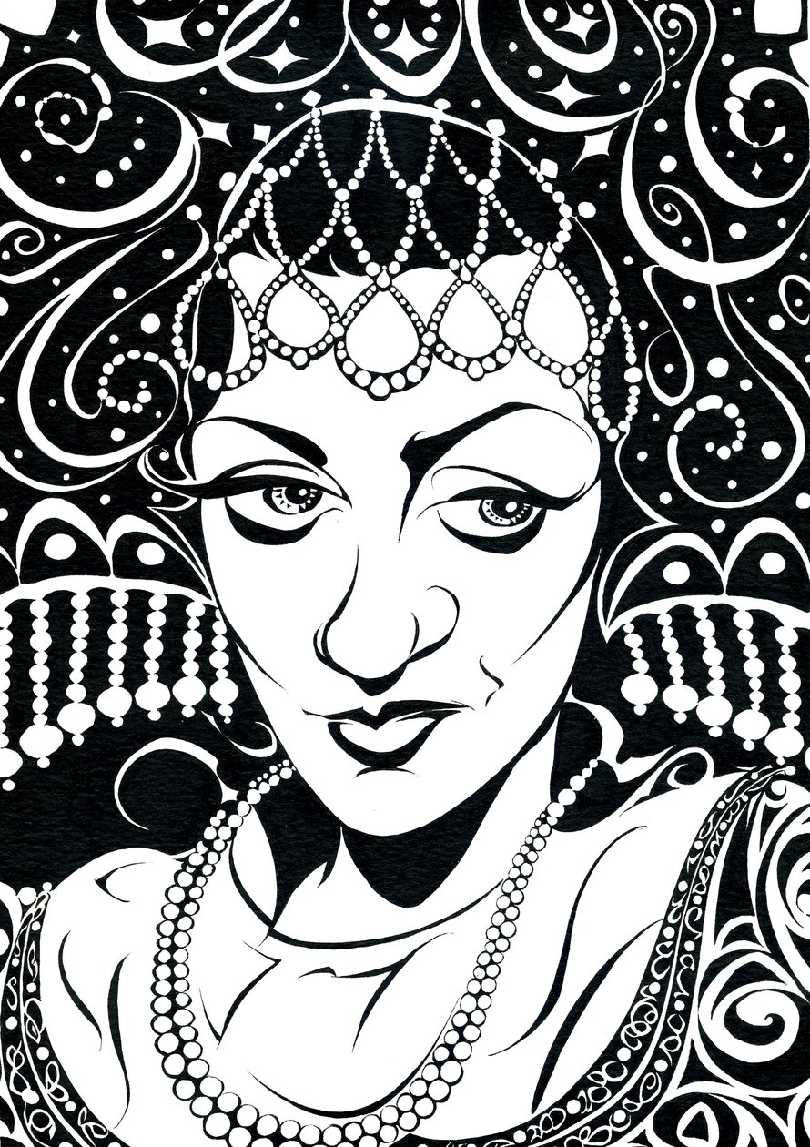Olga Borodina - Rus opera şarkıcısının karikatürü (mezzo soprano) by Neale Osborne