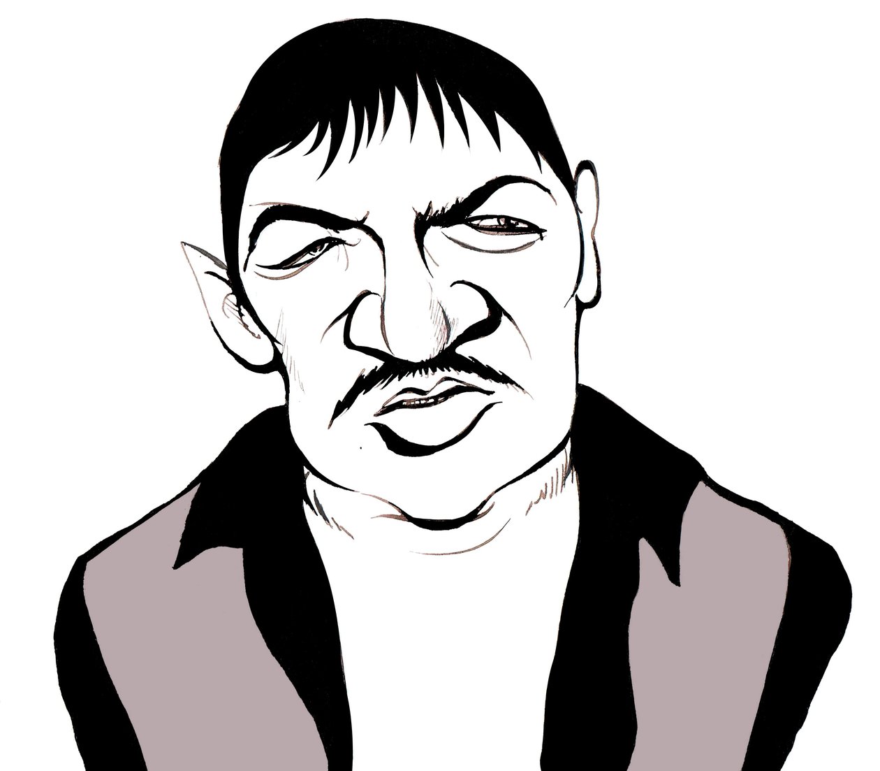 Rainer Werner Fassbinder, Alman film yapımcısı, oyuncu, oyun yazarı ve tiyatro yönetmeni (1945 - 1982), karikatür by Neale Osborne
