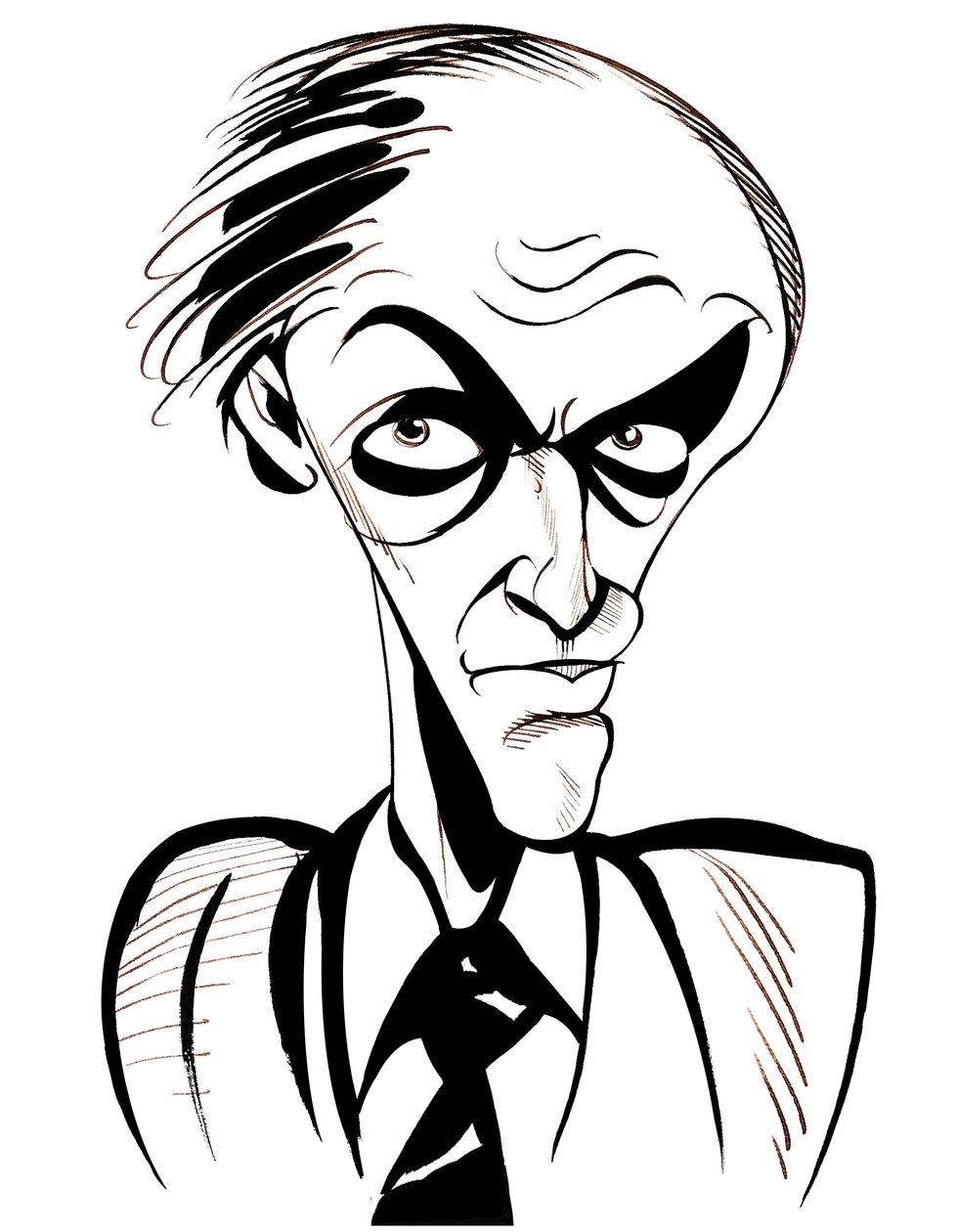 Roald Dahl - siyah beyaz karikatür by Neale Osborne