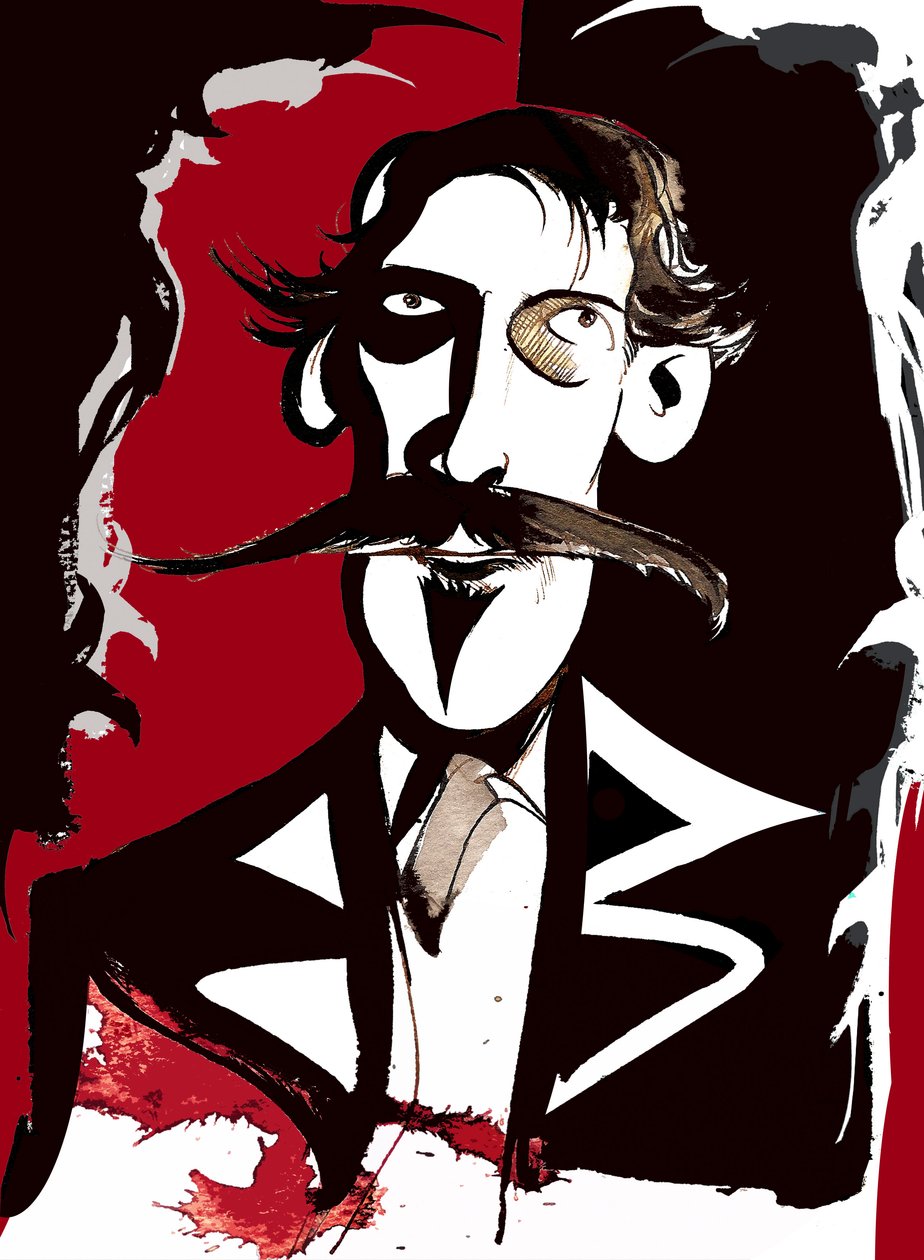 Robert Louis Stevenson - renkli karikatür by Neale Osborne