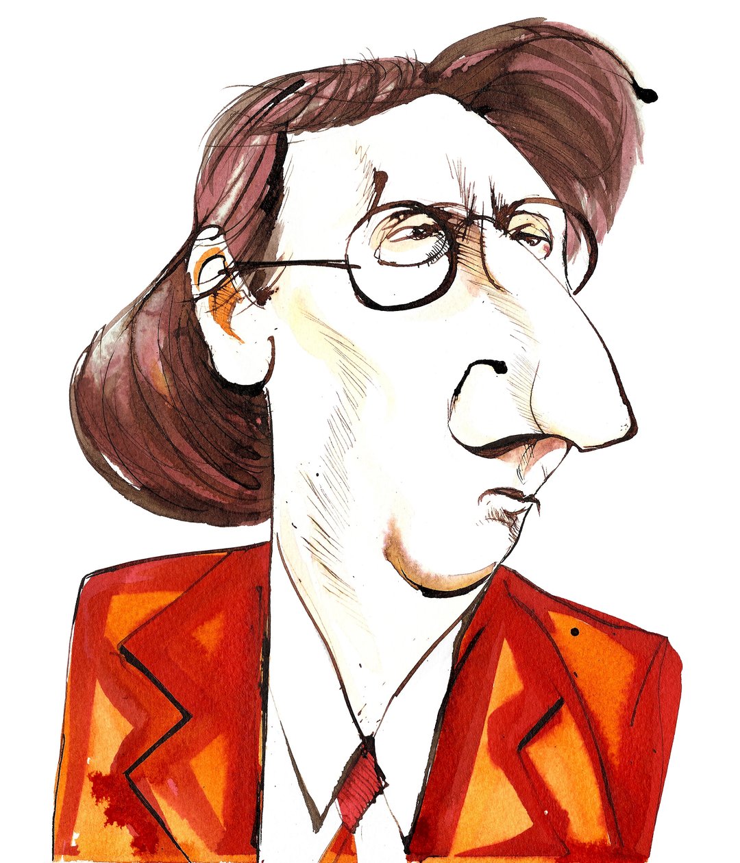 Rued Langgaard (1893 - 1952) Danimarkalı besteci ve orgcu, karikatür by Neale Osborne