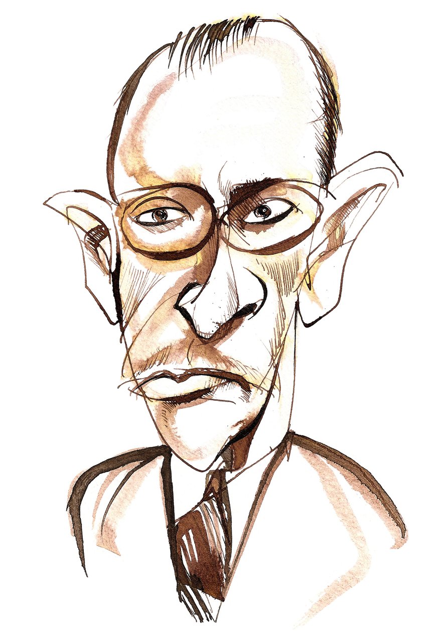 Rusya doğumlu besteci ve orkestra şefi Igor Stravinsky (1882-1971); karikatür by Neale Osborne