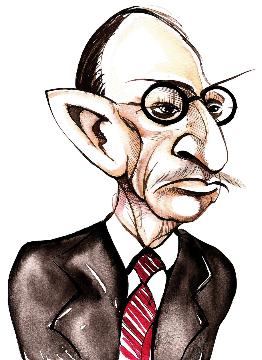 Rusya doğumlu besteci ve orkestra şefi Igor Stravinsky (1882-1971); karikatür by Neale Osborne