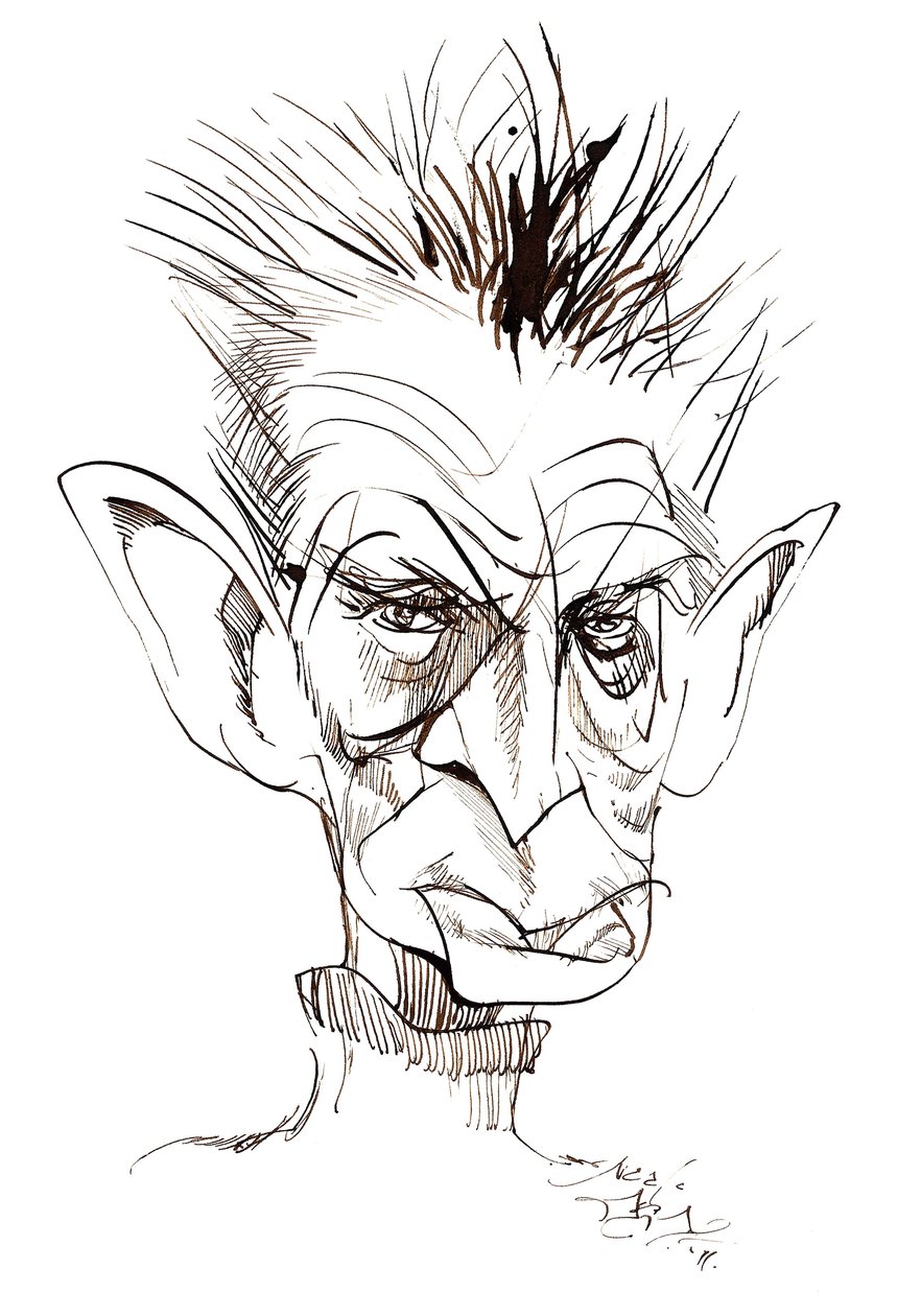 Samuel Beckett - İrlandalı yazar ve oyun yazarı karikatürü (1906-89) by Neale Osborne