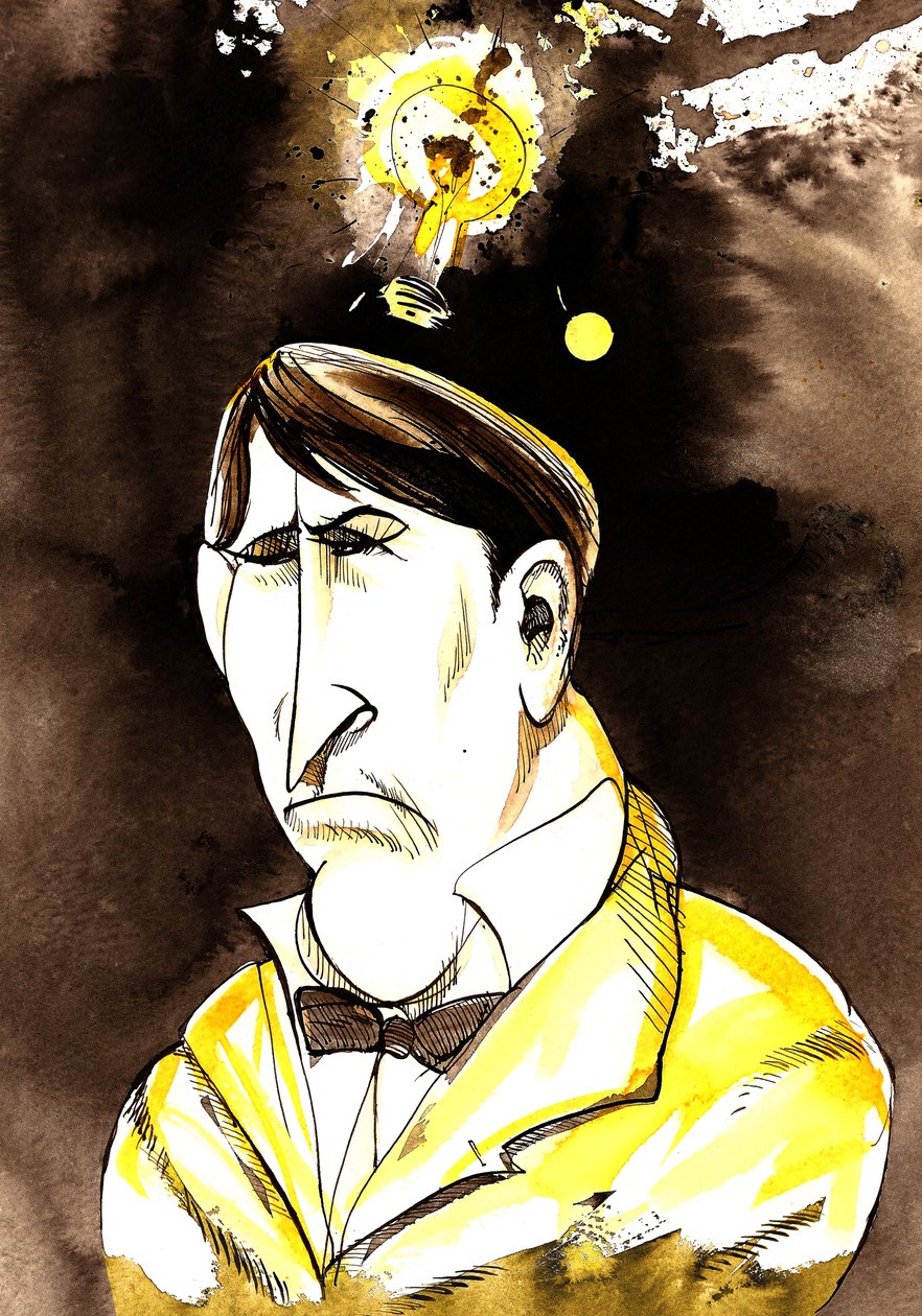 Thomas Edison - Amerikalı mucit ve fizikçinin karikatürü, 1847-1931 by Neale Osborne