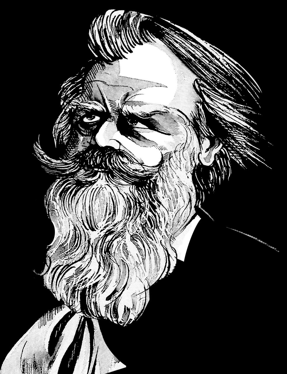 Johannes Brahms, Alman besteci (1833-97), gri tonlu sulu boya karikatürü by Neale Osborne