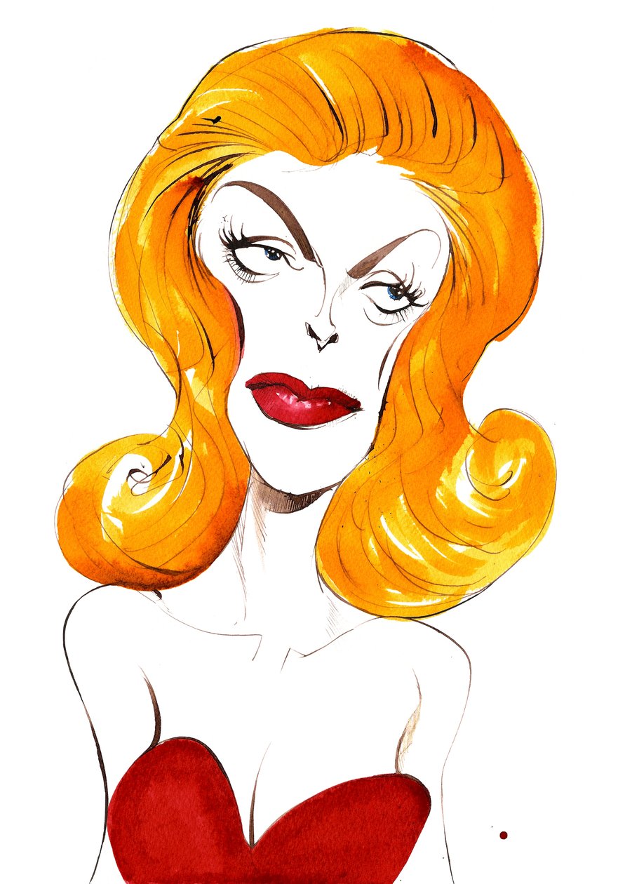 Julie London Amerikalı şarkıcı ve oyuncu (1926-2000); renkli karikatür, 2015 by Neale Osborne