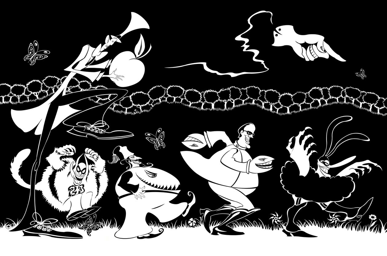 The Blue Meanies, 2004 (mürekkep; 2023'te dijital olarak revize edildi) by Neale Osborne