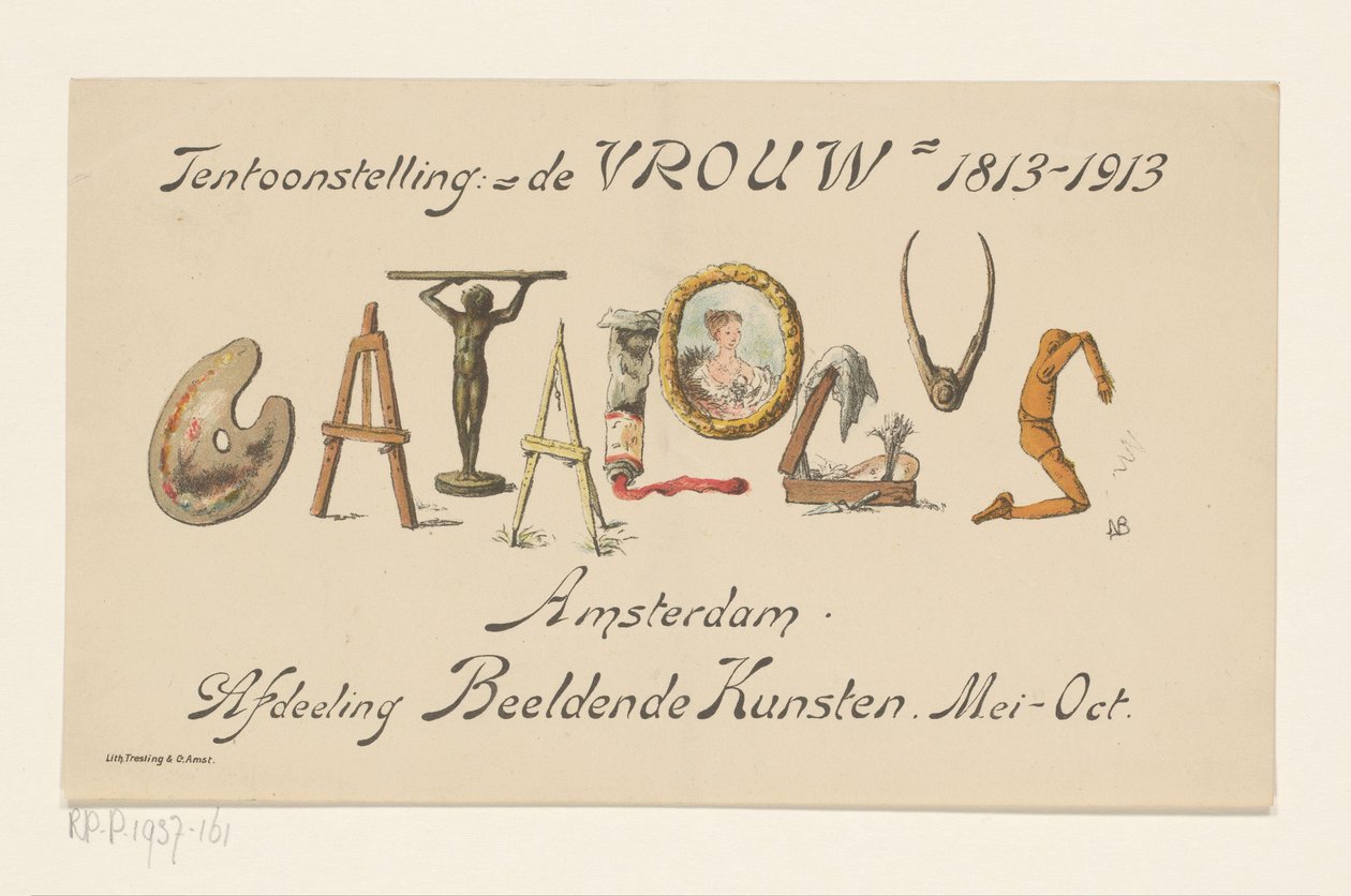De Vrouw sergisinin duyuru kartı, 1813-1913 (nesne üzerindeki başlık) by Nelly Bodenheim (signed by artist)