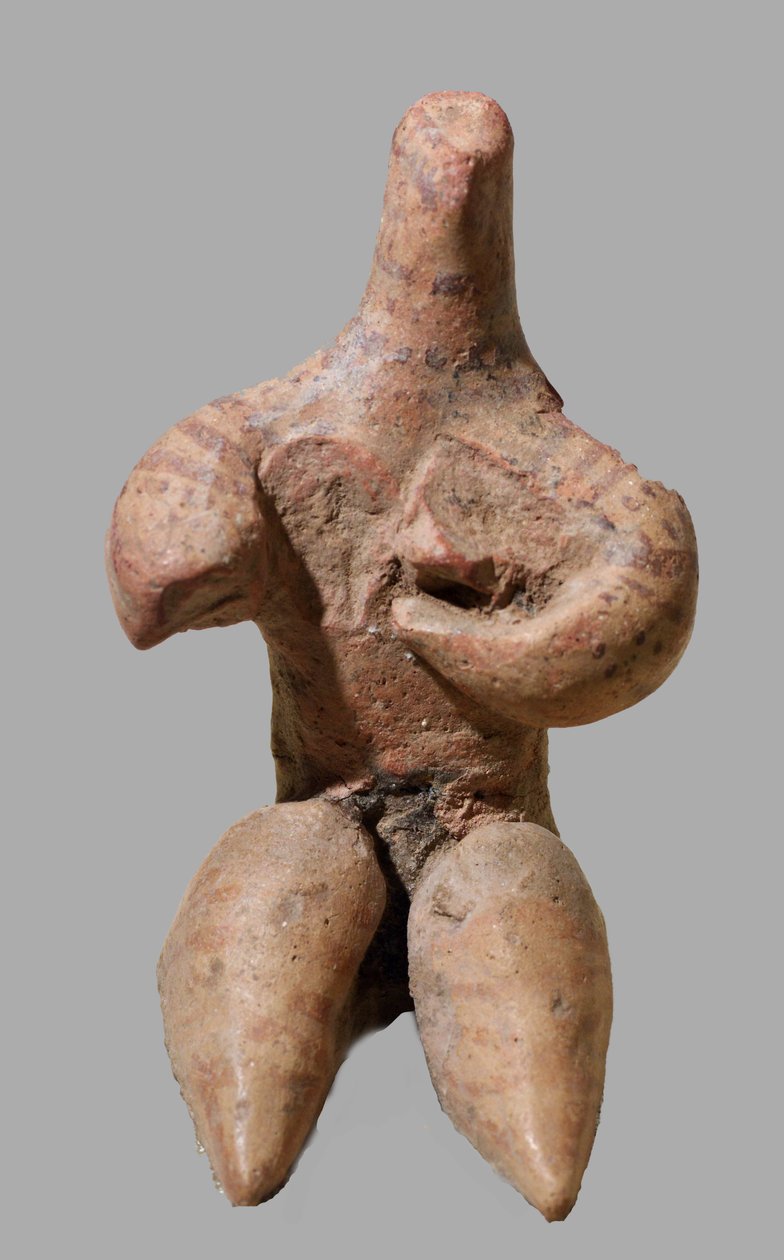 Boyalı kilden bir kadın heykelciği, Suriye, yaklaşık MÖ 5000 (kil) by Neolithic Neolithic
