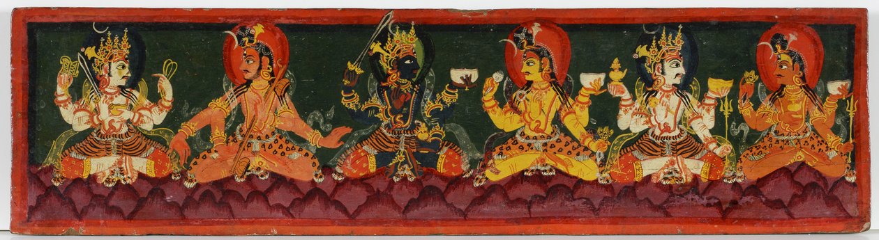 Shaiva el yazmasından kitap kapağı (ahşap üzerine opak wc) by Nepalese School