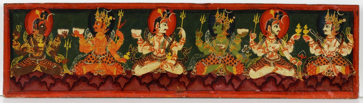 Shaiva el yazmasından kitap kapağı (ahşap üzerine opak wc) by Nepalese School