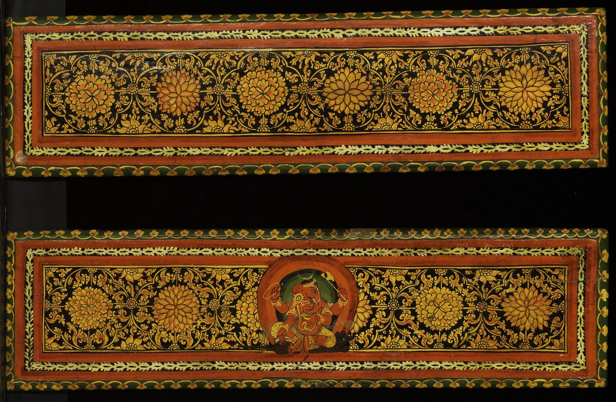 Shaiva el yazmasından kitap kapakları (ahşap üzerine opak wc) by Nepalese School