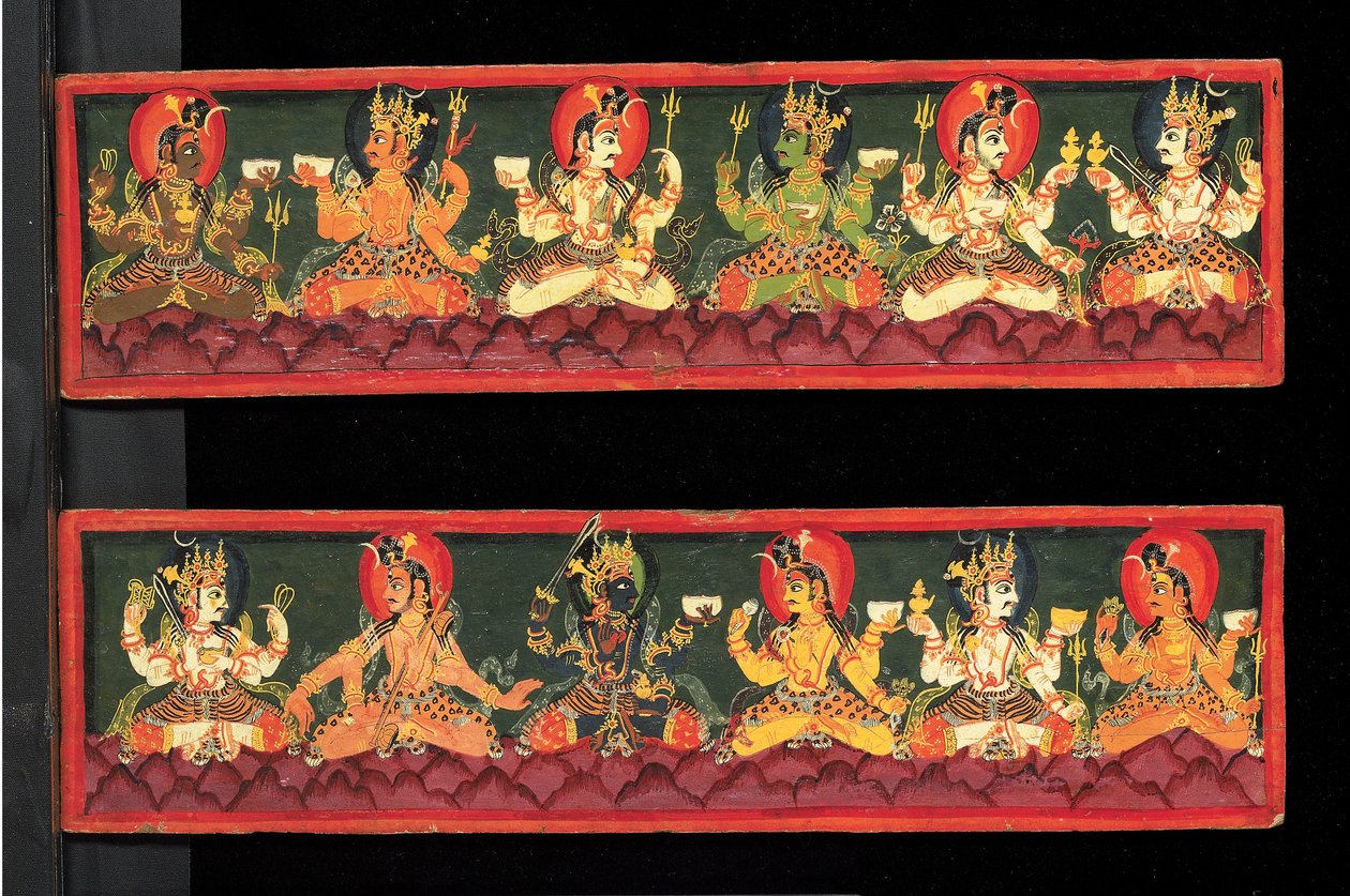 Shaiva el yazmasından kitap kapakları (ahşap üzerine opak wc) by Nepalese School