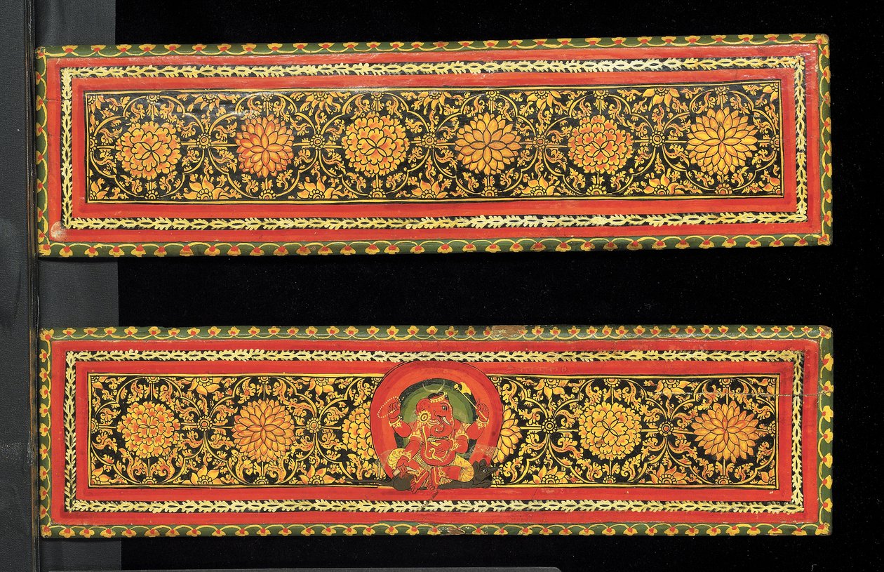 Shaiva el yazmasından kitap kapakları (ahşap üzerine opak wc) by Nepalese School