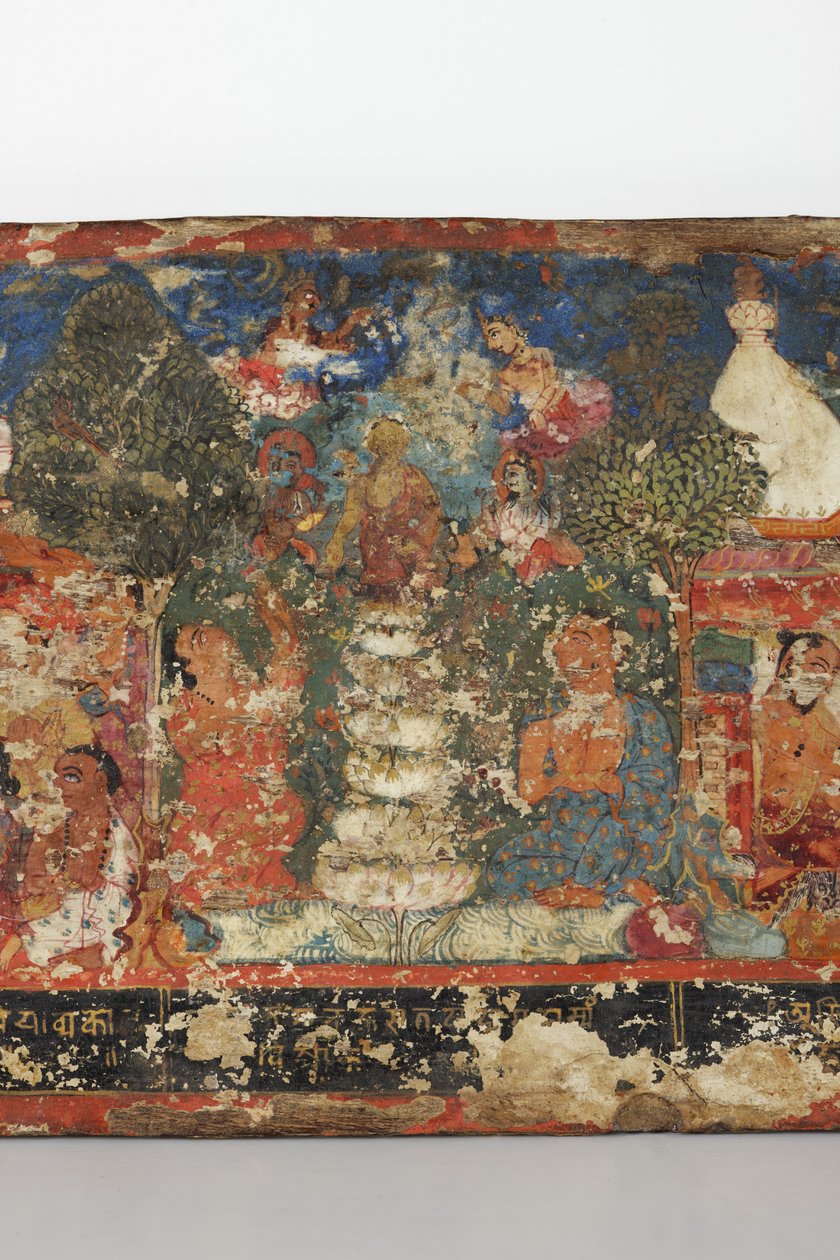 Bir Budist el yazması kapağından detay (ahşap üzerine opak sulu boya) by Nepalese School