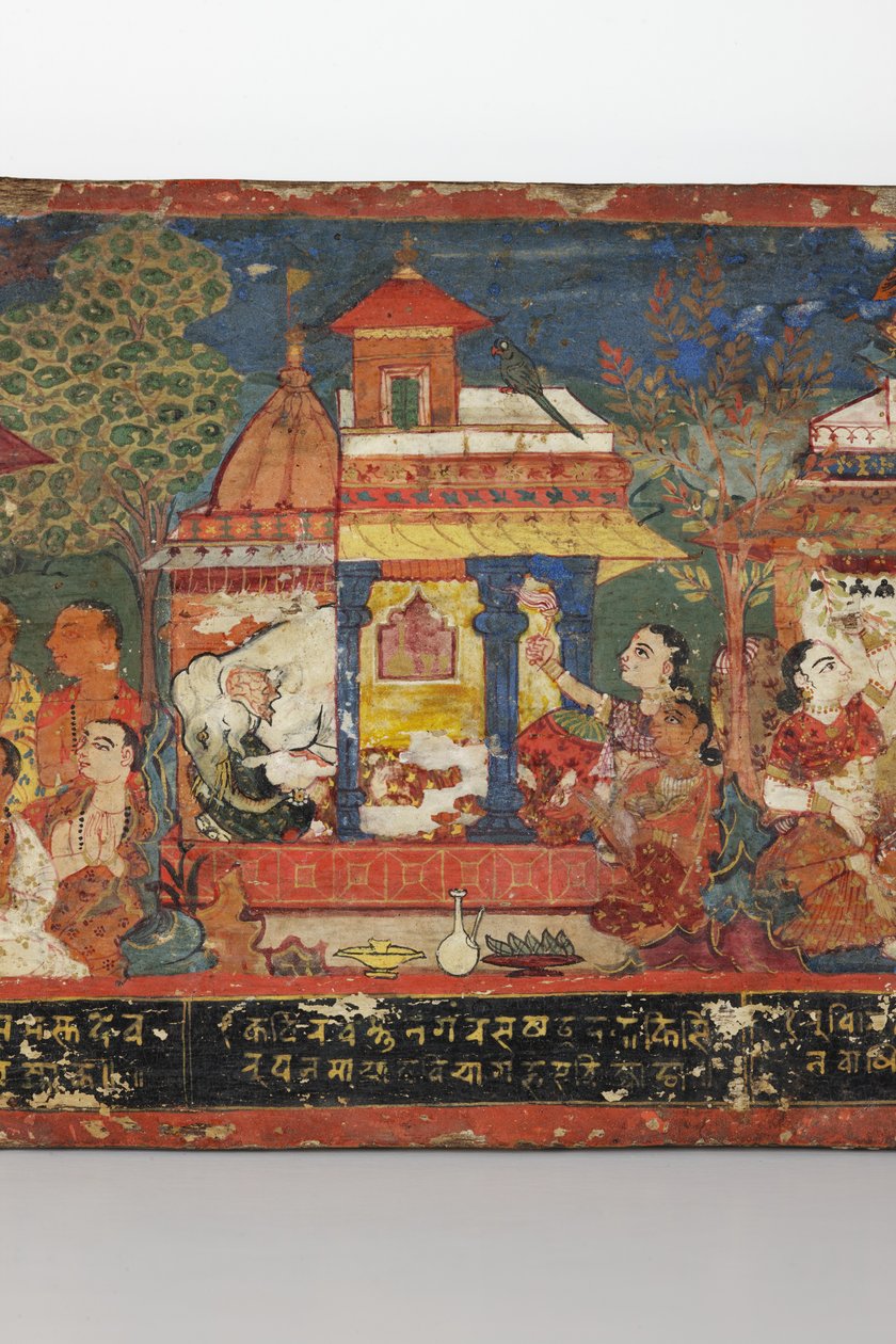 Bir Budist el yazması kapağından detay (ahşap üzerine opak klozet) by Nepalese School