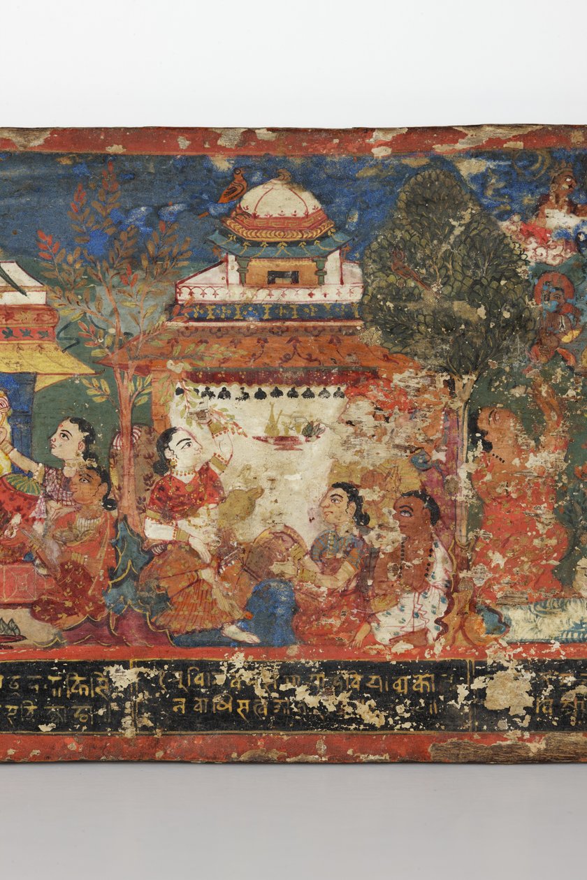 Bir Budist el yazması kapağından detay (ahşap üzerine opak klozet) by Nepalese School