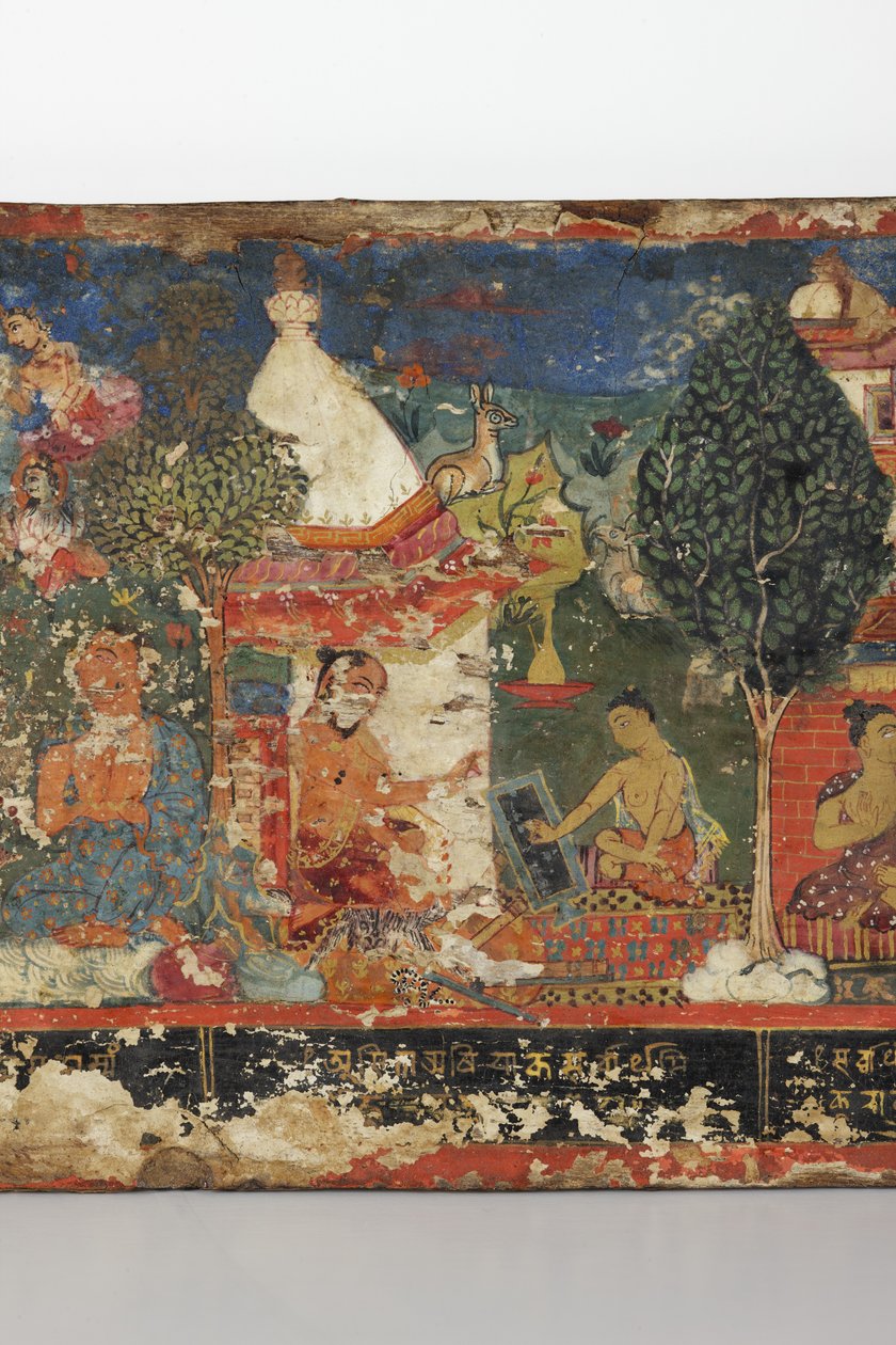 Bir Budist el yazması kapağından detay (ahşap üzerine opak klozet) by Nepalese School