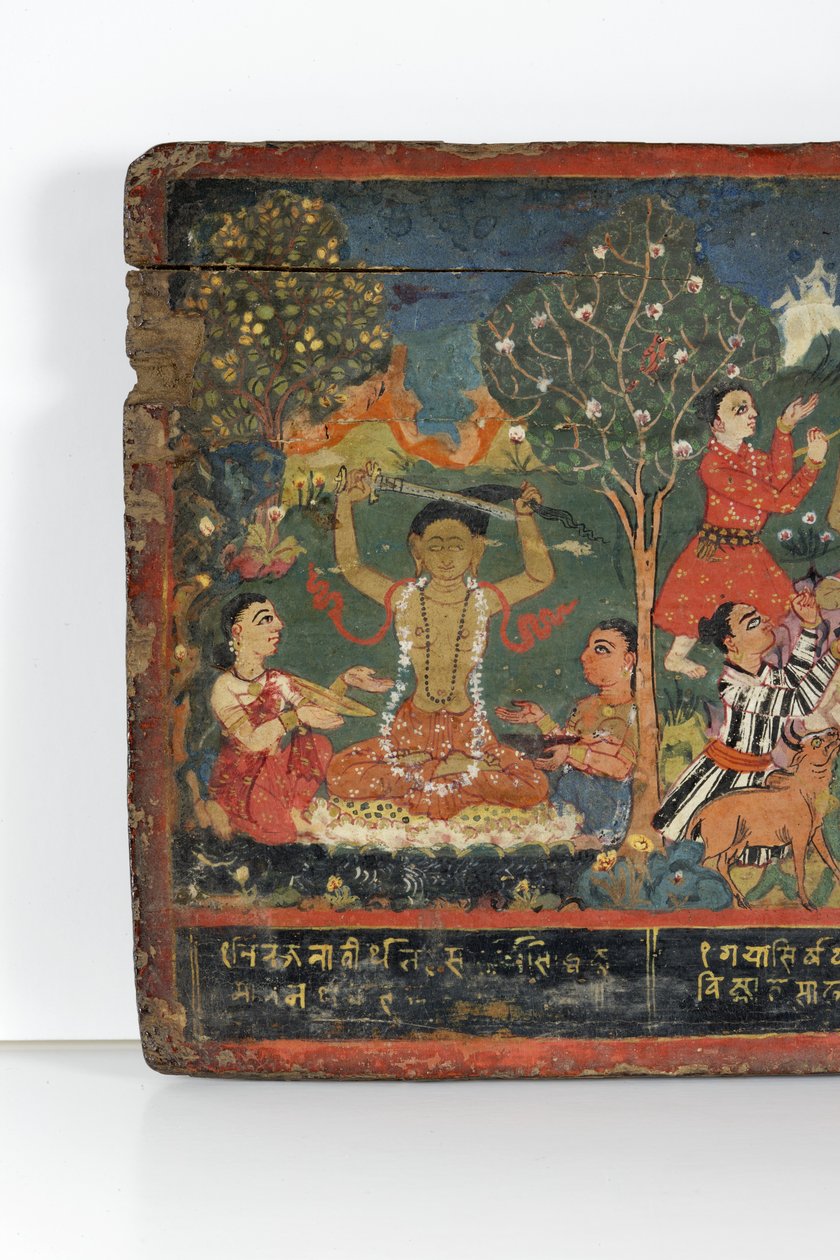 Bir Budist el yazması kapağından detay (ahşap üzerine opak klozet) by Nepalese School