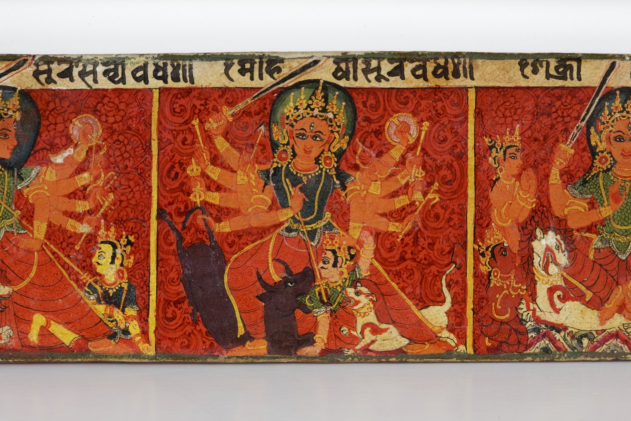 Devimahatmya el yazması kapağından detay (ahşap üzerine opak klozet) by Nepalese School