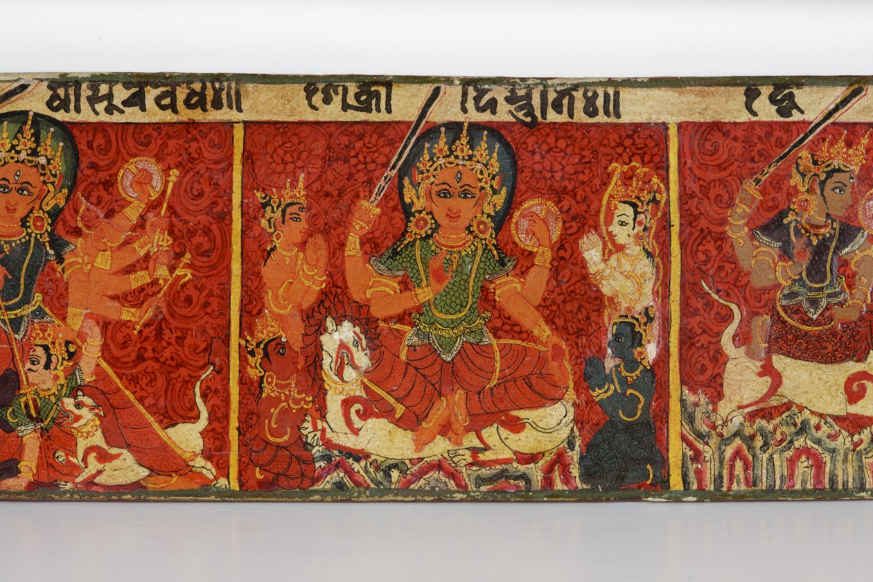 Devimahatmya el yazması kapağından detay (ahşap üzerine opak klozet) by Nepalese School