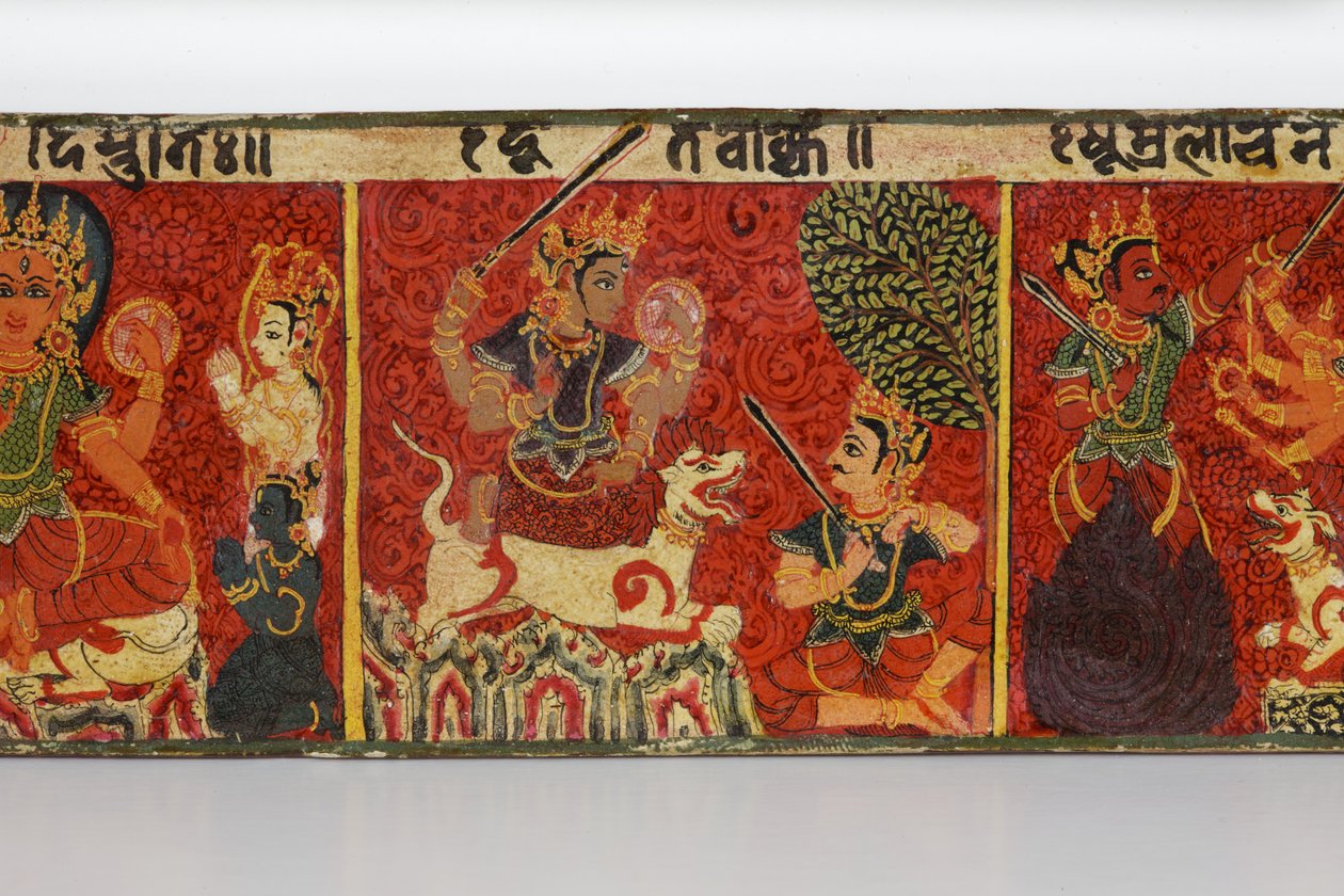 Devimahatmya el yazması kapağından detay (ahşap üzerine opak klozet) by Nepalese School
