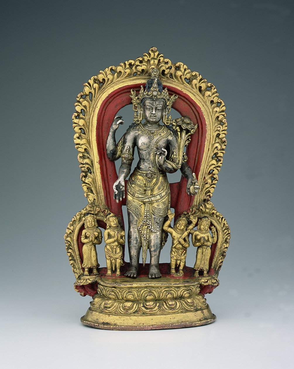Jatamukuta Lokesvara, Khasa Malla Krallığı (1100-1484) (parsel yaldızlı, bakır alaşımı ve pigment) by Nepalese School