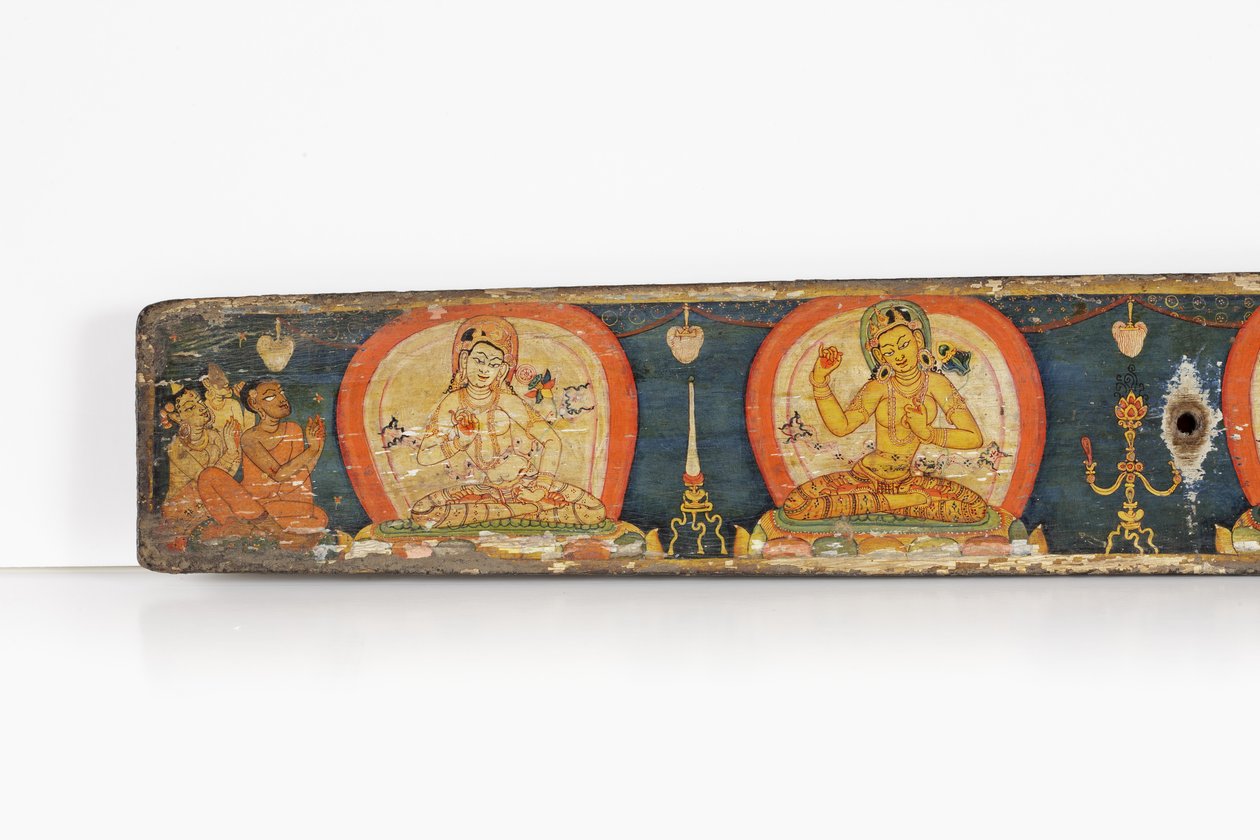 Beş Koruma El Yazması, arka kapak, 1138 (ahşap üzerine opak wc ve mürekkep) by Nepalese School