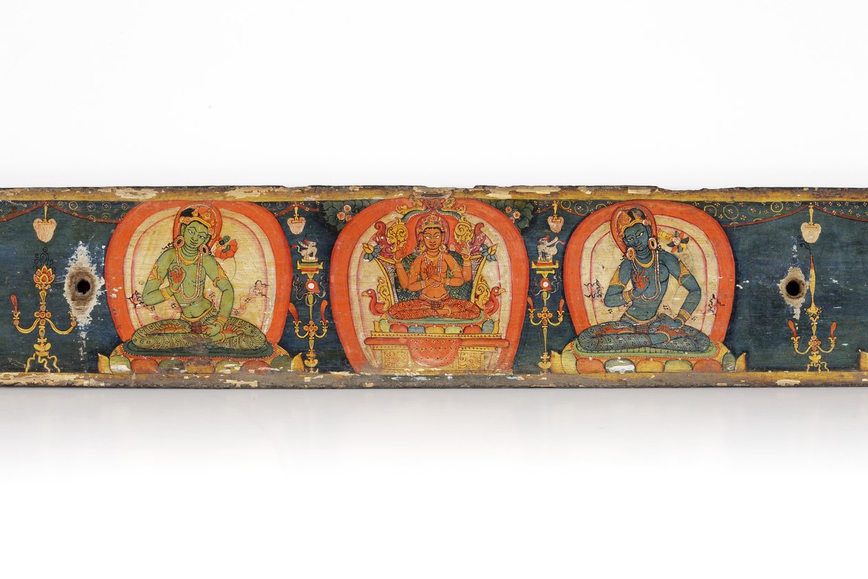 Beş Koruma El Yazması, arka kapak, 1138 (ahşap üzerine opak wc ve mürekkep) by Nepalese School