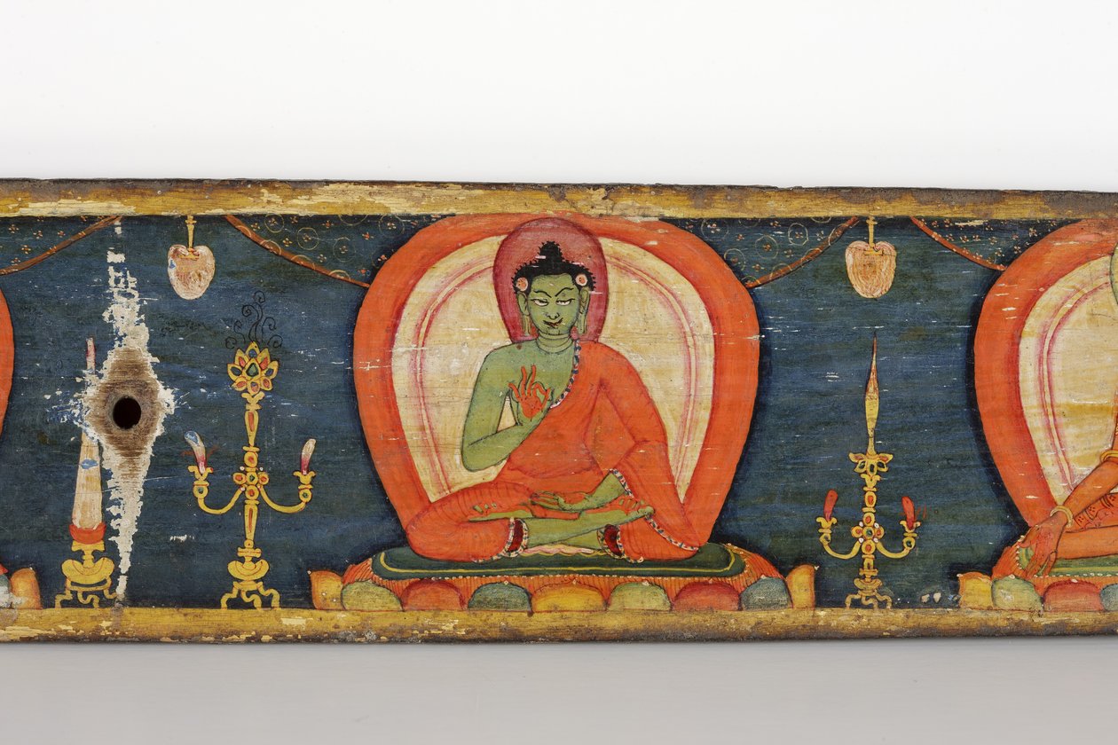 Beş Koruma El Yazması, ön kapak, 1138 (ahşap üzerine opak wc ve mürekkep) by Nepalese School