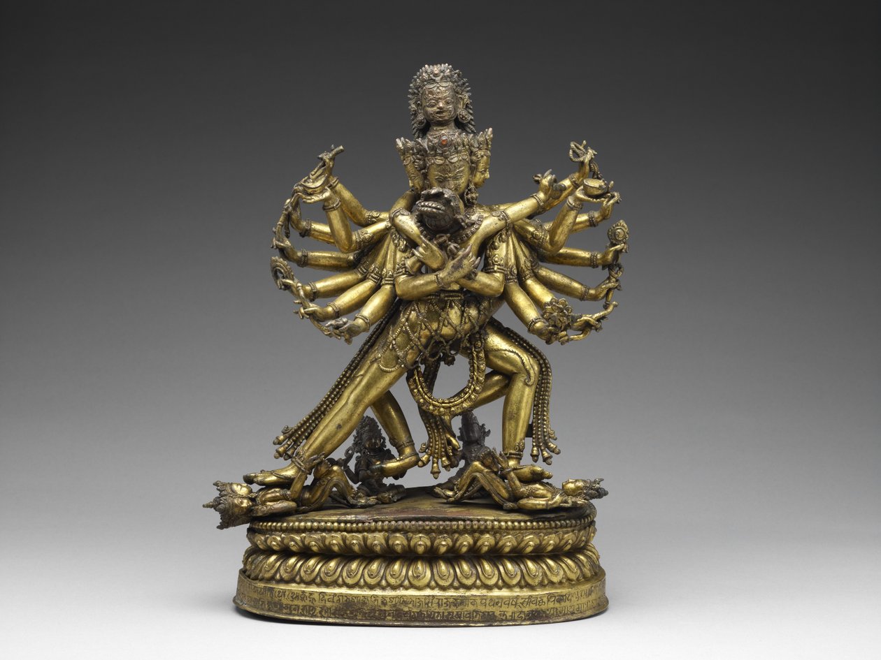 Shastradhara (Silah Taşıyan) Hevajra, c. 1531 (yaldızlı bakır ve pigment) by Nepalese School