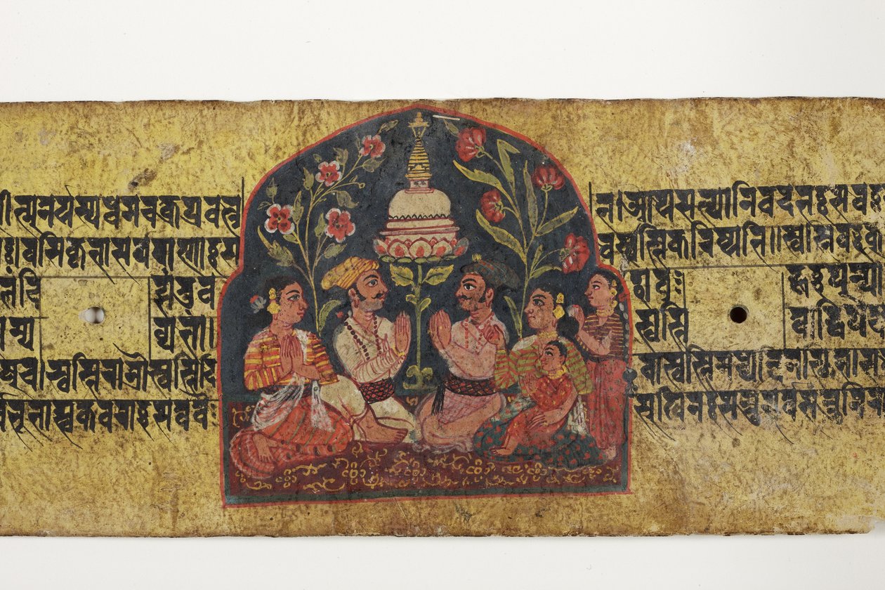 Bir stupaya tapınma, 1659 (kağıt üzerinde opak wc ve mürekkep) by Nepalese School