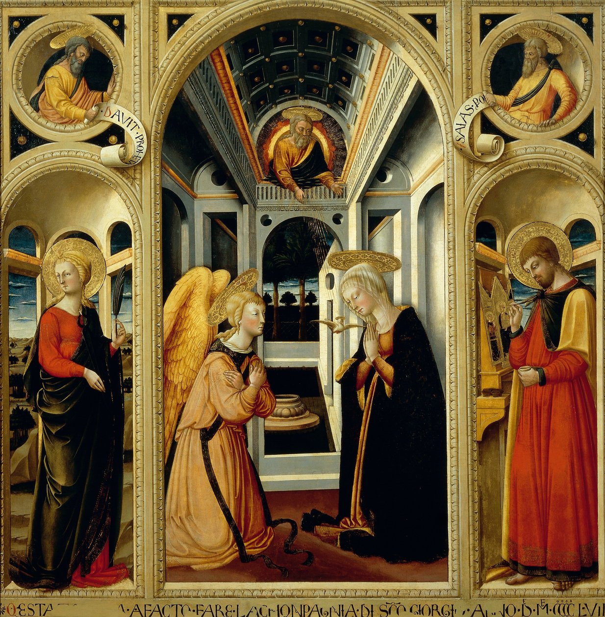 Neri di Bicci (1418-1492) tarafından Aziz Apollonia, Aziz Luke ve peygamberler Davut ve İşaya'yı gösteren Müjde by Neri di Bicci