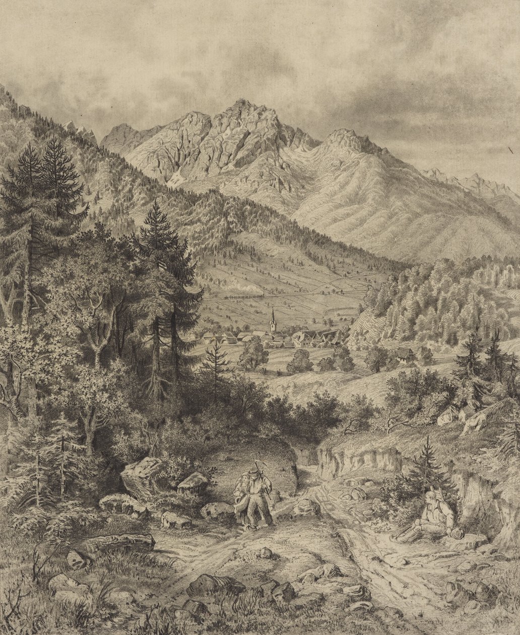 Personel ile Alp manzara by Leopold Blonder