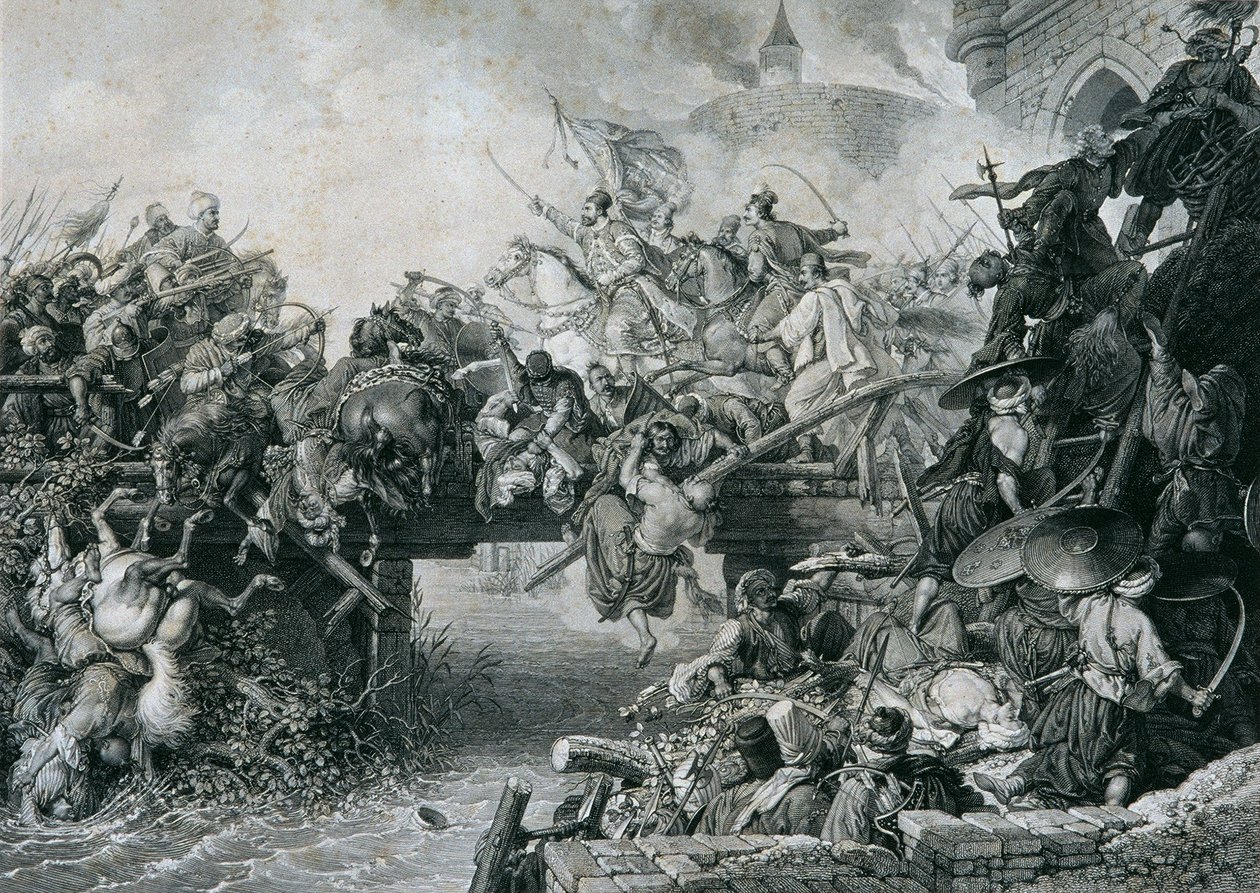 Ausfall Zrinys vor der Festung Szigetvár by Leopold Blonder
